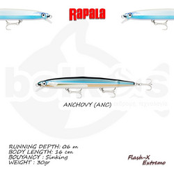 Rapala Flash-X Extremo Τεχνητό Δόλωμα Ψαράκι Συρτής 16cm 30gr ANC
