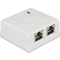 DeLock Διπλή Εξωτερική Πρίζα Δικτύου RJ45 Τύπου Cat6 σε Λευκό Χρώμα 86269