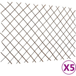 vidaXL Καφασωτό Φράχτης 5 τεμ. 180x120 εκ. από Ιτιά Καφέ - 120, 180 x 120 cm