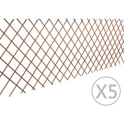 vidaXL Καφασωτό Φράχτης 5 τεμ. 180x90 εκ. από Ιτιά Καφέ - 90, 180 x 90 cm