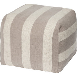 Πουφ Sigrid Ριγέ Μπεζ/ Off White 75% Βαμβάκι/ 25% Λινό W50 x D50 x H38cm Broste Copenhagen