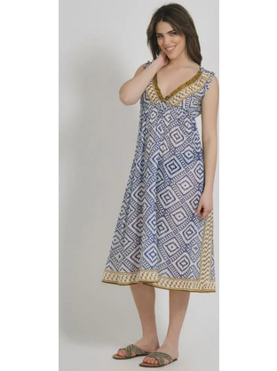Inart Ble Midi Καλοκαιρινό Καθημερινό Φόρεμα 5-41-843-0007