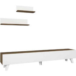 ArteLibre Έπιπλο Τηλεόρασης Ξύλινο Λευκό Μ180xΠ31xΥ32cm Sirna 14410223