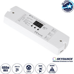 GLOBOSTAR(R) 70671 SKYDANCE S1-D PHASE TRIAC Dimmer 2CH AC 100-240V 2A 480W Max IP20 - DMX512/RDM + Leading/Trailing Edge + Stand-alone Mode - M17xΠ5xΥ2.3cm