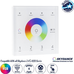 GLOBOSTAR(R) 73161 SKYDANCE T13 PRISM RGB DMX512 Master Ασύρματο Χειριστήριο Τοίχου Αφής 4 Ζωνών 3CH AC 100-240V 0.1A Max IP20 - DMX512 + RF 2.4GHz + Εμβέλεια 30m - M8.6xΠ8.6xΥ3.3cm