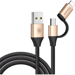 Baseus Braided USB to Lightning / micro USB Cable Χρυσό 1m (CAMLYW-1V)