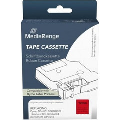 Ετικέτες Γενικής Χρήσης Mediarange (Dymo(R) D1/45017/S0720570) 12mm, 7m, Laminated and Permanent Adhesive, Black on Red (MRDY45017)