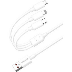 KAKUSIGA καλώδιο USB σε USB-C/Lightning/Micro USB KSC-1021, 5A, 1.2m, λευκό