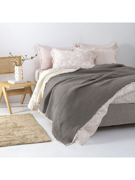 Κουβέρτα Muslin Mous Grey 100% Cotton 250x240cm Palamaiki 9-140795-002