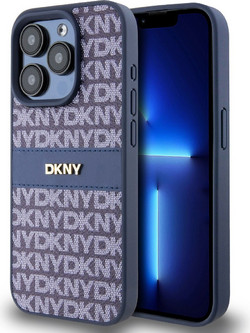 DKNY(R) Repeat Pattern Tonal Stripe Θήκη για iPhone 15 Pro- Blue
