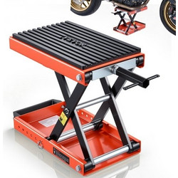 VEVOR Motorcycle Lift, 680 kg Motorcycle Scissor Lift Jack with Wide Deck & Locking Pin, 105-350 mm Center Hoist Crank Stand, Steel Scissor Jack for Street Bikes, Cruiser Bikes, Touring Motorcycles