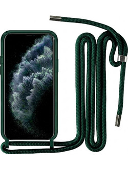 Θήκη Σιλικόνης με Λουράκι για Xiaomi Redmi 14C/Poco C75 - Χρώμα: Σκούρο Πράσινο