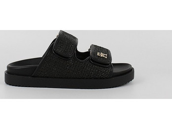 Γυναικεία Mule Tommy Hilfiger Double Strap Raffia Sandal FW0FW09122-BDS Μαύρο