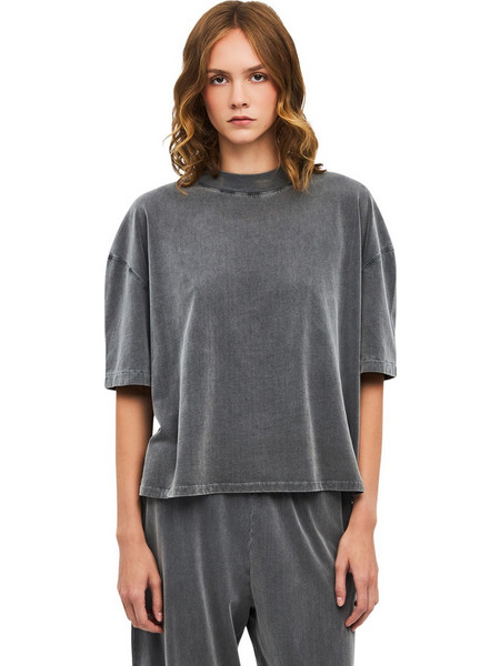 DIRTY LAUNDRY W OVERSIZED MOCK T-SHIRT - DLWT000154-VINT GREY GREY