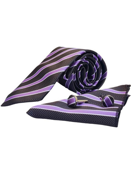Σετ Γραβάτα με Ποσέτ Purple Fishbone