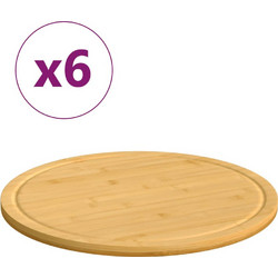 vidaXL Σανίδες Κοπής 6 Τεμ. O40 x 1,5 εκ. από Μπαμπού