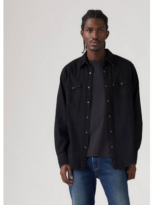 Levi's Barstow Western Standard Ανδρικό Πουκάμισο Τζιν Μακρυμάνικο Κανονική Γραμμή Μαύρο 85744-0002
