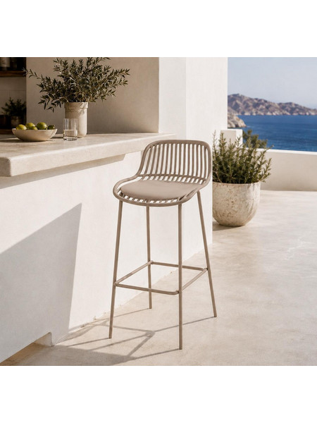 Σκαμπό μπαρ Nextdeco PP και μέταλλο γκρι 42x49xΥ97εκ. - 4 ΤΕΜ