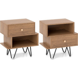 Costway Σετ Κομοδίνων Mid-Century Modern με Μεταλλικά Πόδια και Ευέλικτο Σχεδιασμό Αποθήκευσης HU10941NA-2