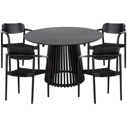 ΣΕΤ ΤΡΑΠΕΖΑΡΙΑΣ 5ΤΜΧ OSLO HM21075.01 ΣΤΡΟΓΓΥΛΟ ΤΡΑΠΕΖΙ Φ120εκ. & 4 ΚΑΡΕΚΛΕΣ-ΜΑΥΡΟ