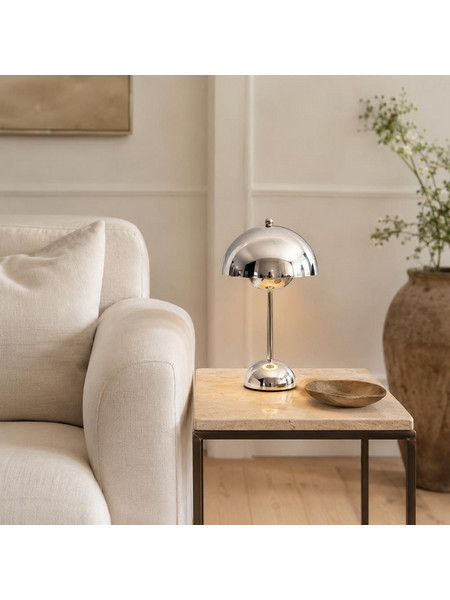 Φωτιστικό επιτραπέζιο Nextdeco LED μεταλλικό και ακρυλικό ασημί αφής Φ18xΥ31εκ