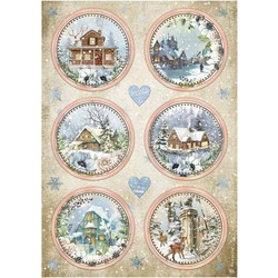 Stamperia Ριζόχαρτο Decoupage A4 (21x29,7cm) Romantic Cozy Winter Blue Rounds