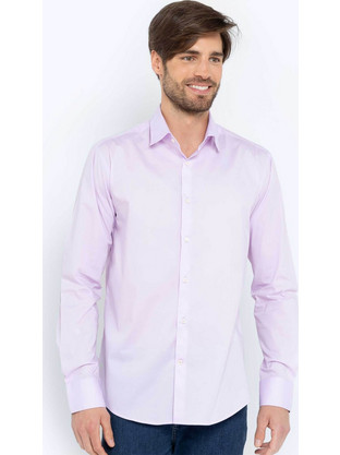 The Bostonians Ανδρικό Πουκάμισο Poplin Slim Fit Elastic Λιλά ACP0606