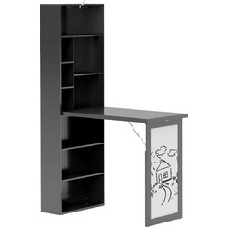 HOMCOM Πτυσσόμενο με Βιβλιοθήκη 98x51x153cm Μαύρο 836-296V81BK
