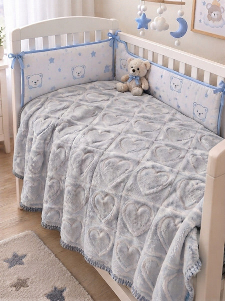 Βρεφική Κουβέρτα Κούνιας Grey Hearts ParrisHome 110X140