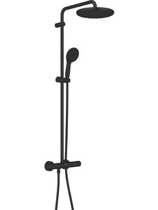 New Tempesta 250 Grohe Μοντέρνα Αυξομειώμενη Στήλη Ντουζ Με Θερμοστατική Μπαταρία και Στρόγγυλη Κεφαλή O25 σε 2 Χρώματα Μαύρο Ματ