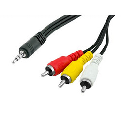 Mini Jack Stereo καλώδιο 3,5mm σε 3x RCA Αρσενικό 1,5m Μαύρο - DETECH