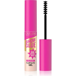 Eveline Cosmetics Brow Glue Fluff & Fix Gel τζελ για τα φρύδια μακράς διαρκείας απόχρωση Transparent 6 ml