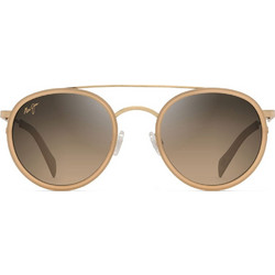 Maui Jim HS534-22 Ανδρικά Γυαλιά Ηλίου Στρογγυλά Κοκάλινα Χρυσά με Καφέ Degradee Φακό