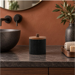 ORGANIZERS & ΘΉΚΕΣ ΤΑΚΤΟΠΟΊΗΣΗΣ COTTON JAR PLAIN POLYRESIN ACACIA NIAGARA NOIR DOU