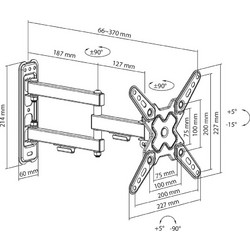 SBOX LCD-223 Βάση Τηλεόρασης Τοίχου Περιστρεφόμενη με Βραχίονα 13"-43" έως 20kg