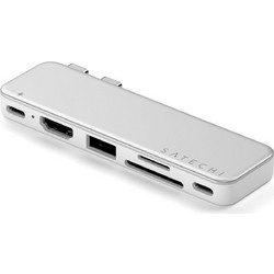 Αντάπτορας Satechi USB-C Snap Hub Dual Type-C (male) σε 1 x Type-C 45W / 1 x Type-C 3.2 5Gbps / 1 x USB-A 3.2 5Gbps / 1 x SD & Micro SD / 1 x HDMI 4K - Silver (ST-HUSNS)