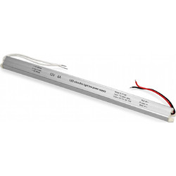 VenCore 6614-50007 - Aluminium Ultra Slim Power Supply 72W 12V 6A - Τροφοδοτικό Αλουμινίου Εξαιρετικά Λεπτού Προφίλ 230 Volt σε 12 Volt 72 Watt 6 Ampere - Μ37.8 x Π2 x Υ2cm