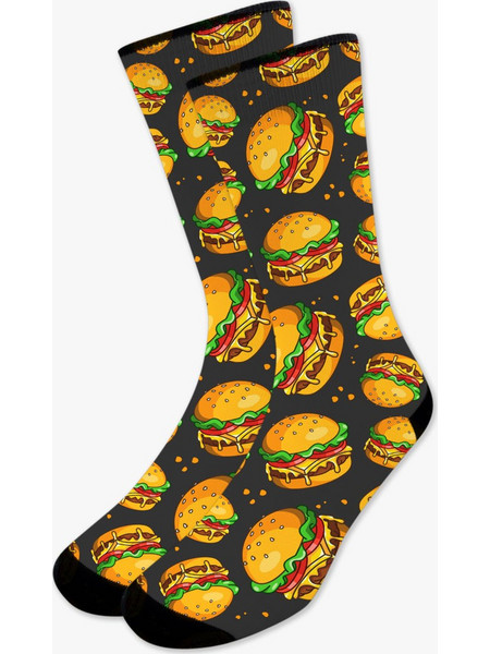 NODO Burger Mania Ανδρικές Κάλτσες με Σχέδια Μαύρες