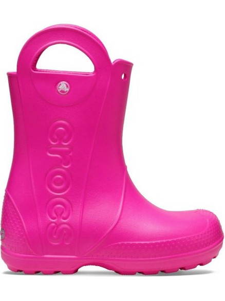 Crocs παιδικές γαλότσες Handle It Rain Boot K-Pink Crush σε ροζ χρώμα - 211052-6TW