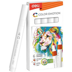DELI ΜΑΡΚΑΔΟΡΟΣ ΣΧΕΔΙΟΥ ΑΚΡΥΛΙΚΟΣ COLOR EMOTION ΛΕΥΚΟ 6 ΤΕΜΑΧΙΑ