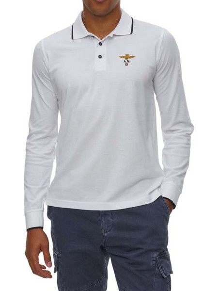 Aeronautica Militare PO1653 Ανδρική Μπλούζα Polo Μακρυμάνικη Off White PO1653-73062