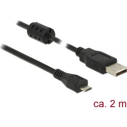 DeLock USB 2.0 to micro USB Cable Μαύρο 2m (84903)