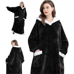 Hoodie Oversized Κουβέρτα Βαμβακερή Φούτερ με Κουκούλα Και Τσέπες XXL, Σε Μαύρο Χρώμα - Aria Trade