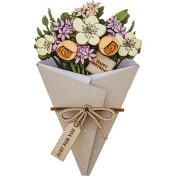 Happy Birthday 3D Flower Figurine Card 8,5 cm - Noukou Concept Store- Nafplio