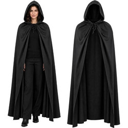 Unisex Αποκριάτικη Μακριά Κάπα Μαύρη με Κουκούλα 172 cm - Glimz