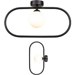 InLight Επιτοίχιο Φωτιστικό Μαύρο G9 - Οβάλ με White Opal Γυαλί 15x40 cm (43030-Black)