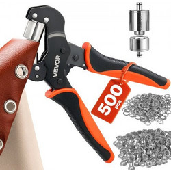 VEVOR Grommet Tool Kit 12 mm Eyelet Tool Kit with 500 PCS Silver Grommets, with Eyelets and Washers, Manual Grommet Press Pliers, Hole Punch, and Block, for Leather, Tarps, Shoes, Crafts, and Fabric