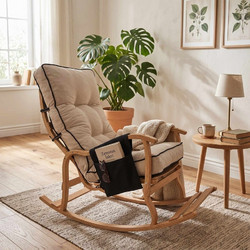 Rocking Chair Mosso Petrol Green, Cream Fabric: Polyester / Soho 56x115x103 cm
