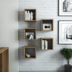 Wall Shelf Box Walnut Melamine Coated Particle Board 30x30x24 cm