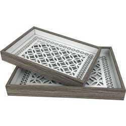 ΔΙΣΚΟΙ MDF & ΓΥΑΛΙ ΣΕΤ/2 ΚΑΦΕ/ΛΕΥΚΟ ΜΑΡΟΚΙΝΟ ΞΥΛΟΓΛΥΠΤΟ ΟΡΘΟΓΩΝΙΟΙ - L:40x30, S:34x24cm 12/KIB